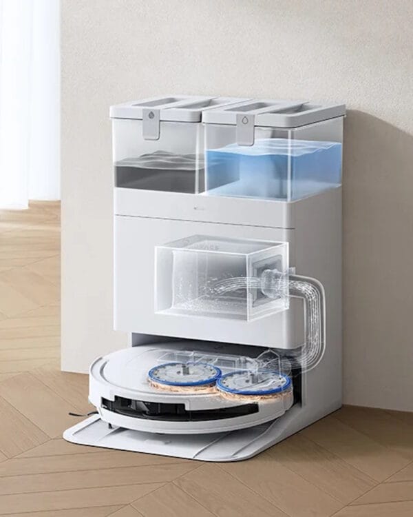 ecovacs t50 omni wit robotstofzuiger station functies
